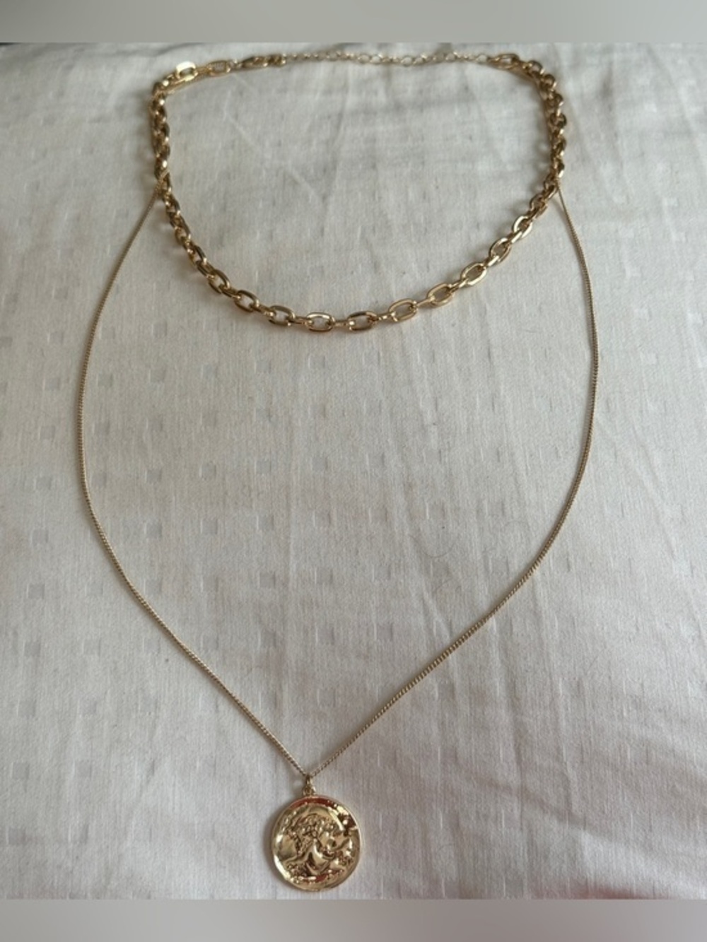 Gold Tone Layered Coin Pendant Necklace - Women Jewelry